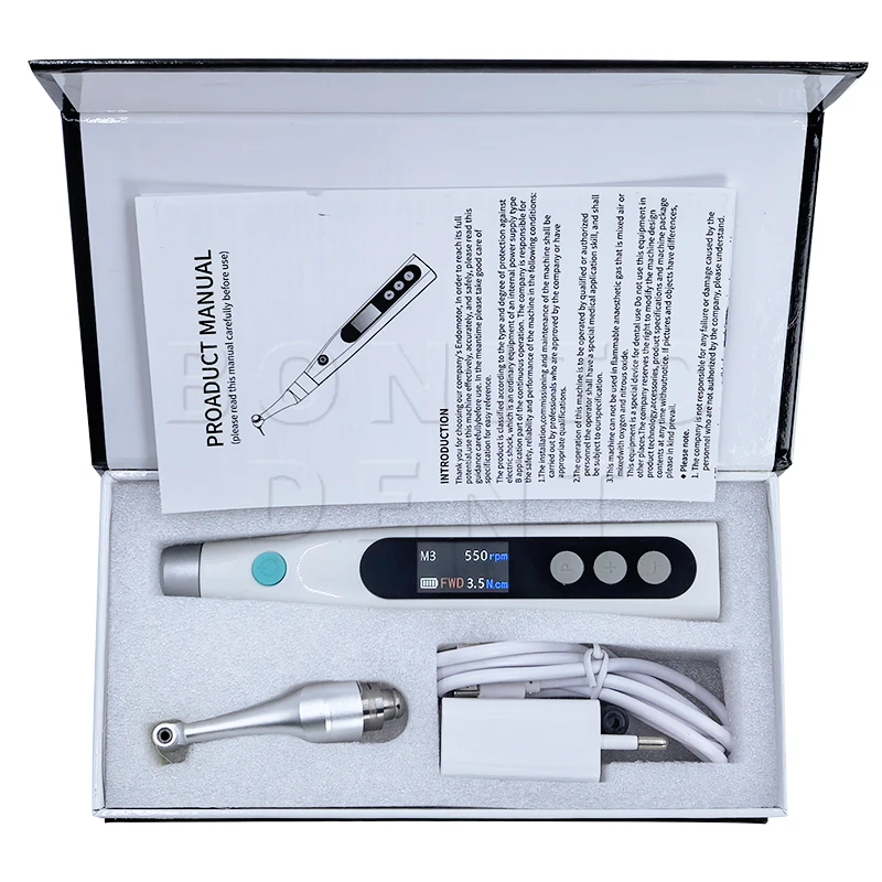 Dental Wireless Endo Motor Smart 9 Programs with LED Lamp and 16:1 Reduction Contra Angle Endodontic Instrument