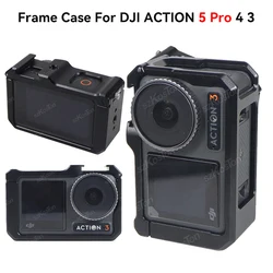 Aluminum Metal Sport Camera Rabbit Cage with Cold Shoe 1/4inch Hole Full Protective Frame Case For DJI Osmo Action 5 Pro 4 3