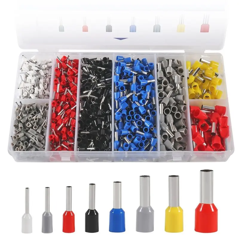 ABUI-1250Pcs Assorted Wire Ferrules Terminals Kit Insulated Copper Crimp Connectors For Industrial And Power Control Systems