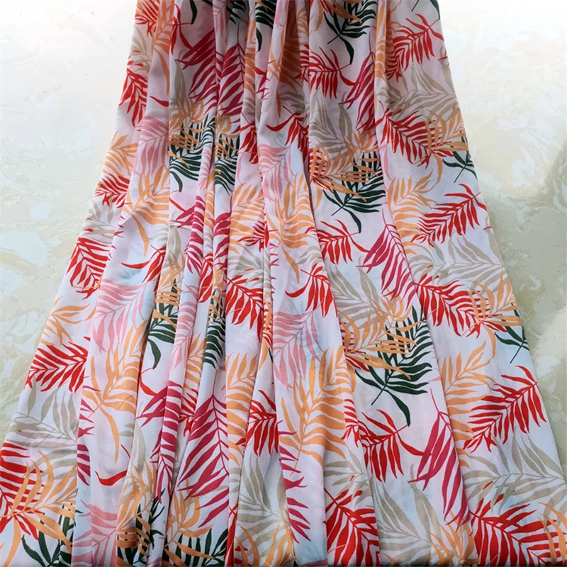 Chiffon Printed Single-layer Opaque Handmade Dress Shirt Beach Skirt Plant Floral Satin Tulle Fabric Material for Clothes Cloth