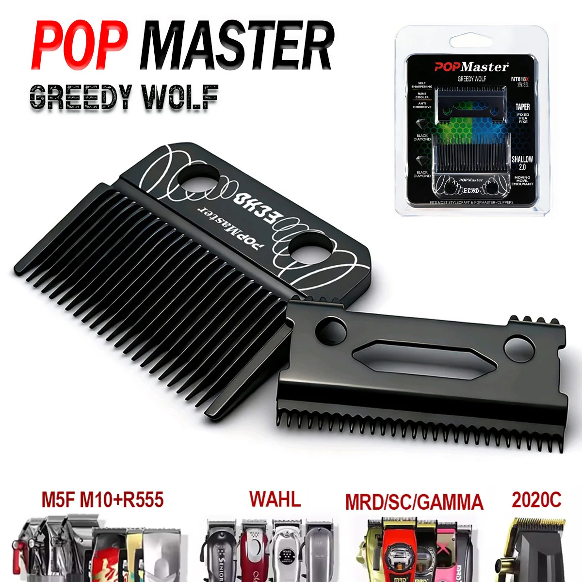 

BRDCLIP POPMaster MT818 DLC-покрытие для BRD106 NG-X1 V001 V003 MRD Замените лезвия новой профессиональной машинки для стрижки волос