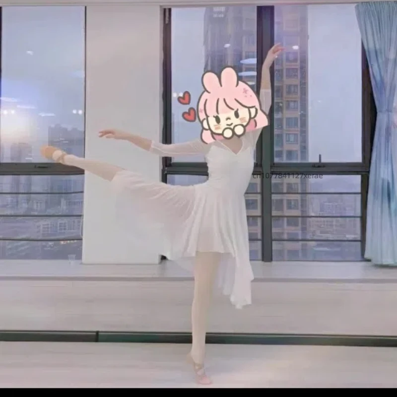 Ballet Jumpsuit, Adult Gymnastics Practice Costume, Chinese Dance Performance Costume, Ethereal and Graceful Dance Skirt