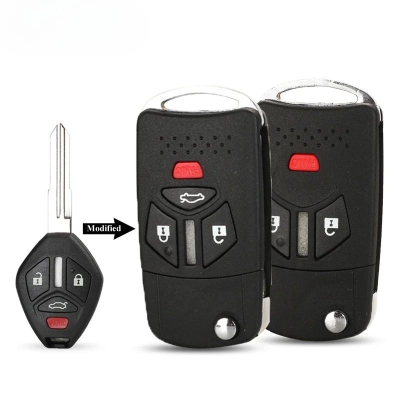 Modified Remote Flip Key Shell Fob Fit For Mitsubishi Galant Eclipse Lancer 3/4 Buttons Folding Case