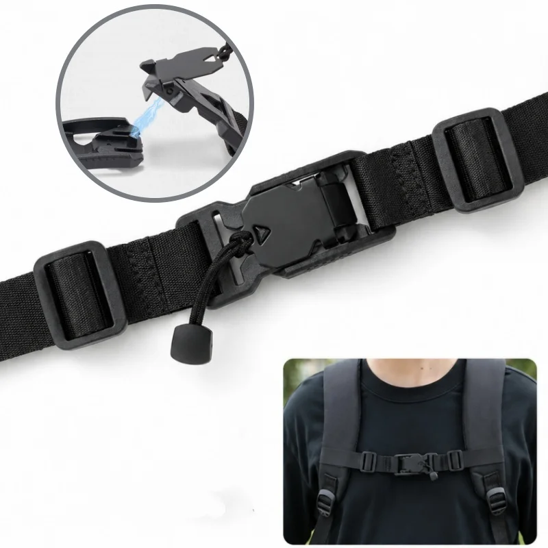 Backpack Magnetic Chest Pack StrapEasy Detachable Strap Adjustable Shoulder Strap Outdoor Camping Bag Strap Accessories