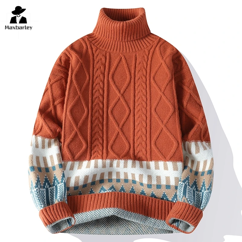 Vintage Christmas Sweater 2025 New Women Men Soft Warm Knitwear Jacquard Pullover Top Men's Winter Clothes High Neck Sweaters - Image 5