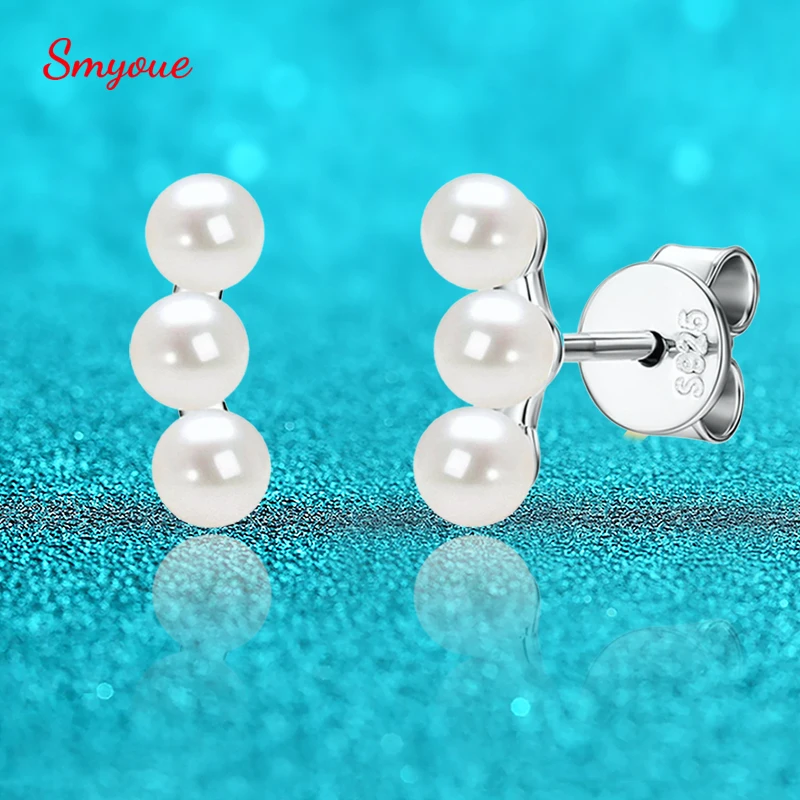 

Smyoue 2-3mm Natural Freshwater Pearl Stud Earrings for Women S925 Sterling Silver Classic Wedding Jewelry Slight Flaws Earring