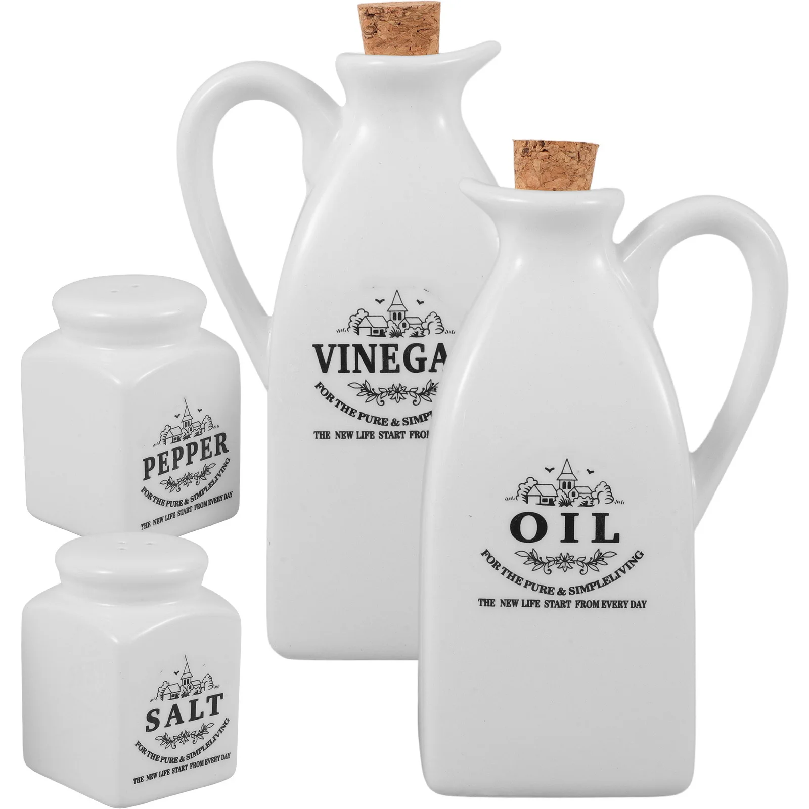 

4Pcs Japanese Style Oil Bottle Ceramic Seasoning Dispenser Vinegar Container Soy Sauce Jar Kitchen Cooking Accessories