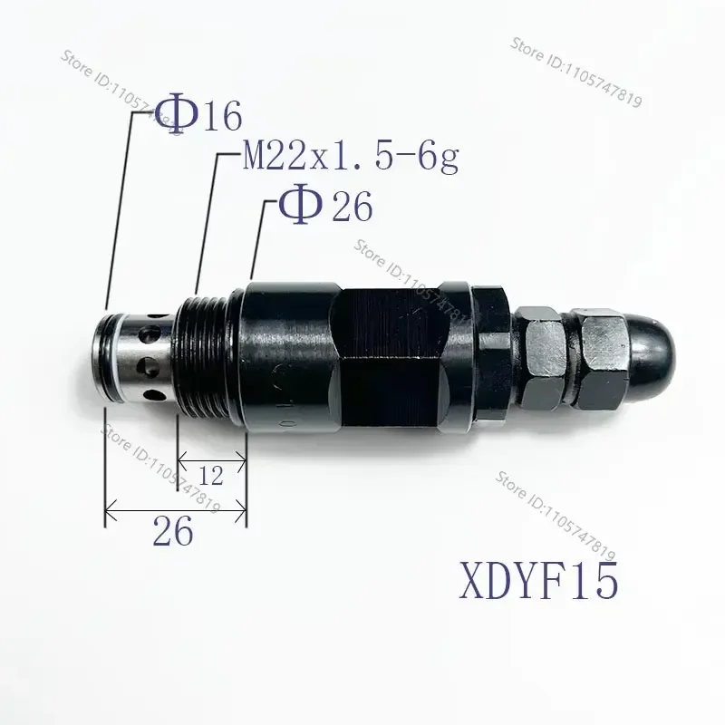 Threaded plug-in pilot operated one-way relief valve