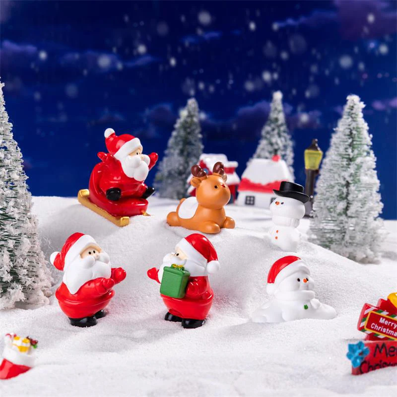 Creative Mini Santa Claus Elk Snowman Christmas Tree Resin Car Home Ornaments Micro Landscape Decoration DIY Accessory Kids Gift
