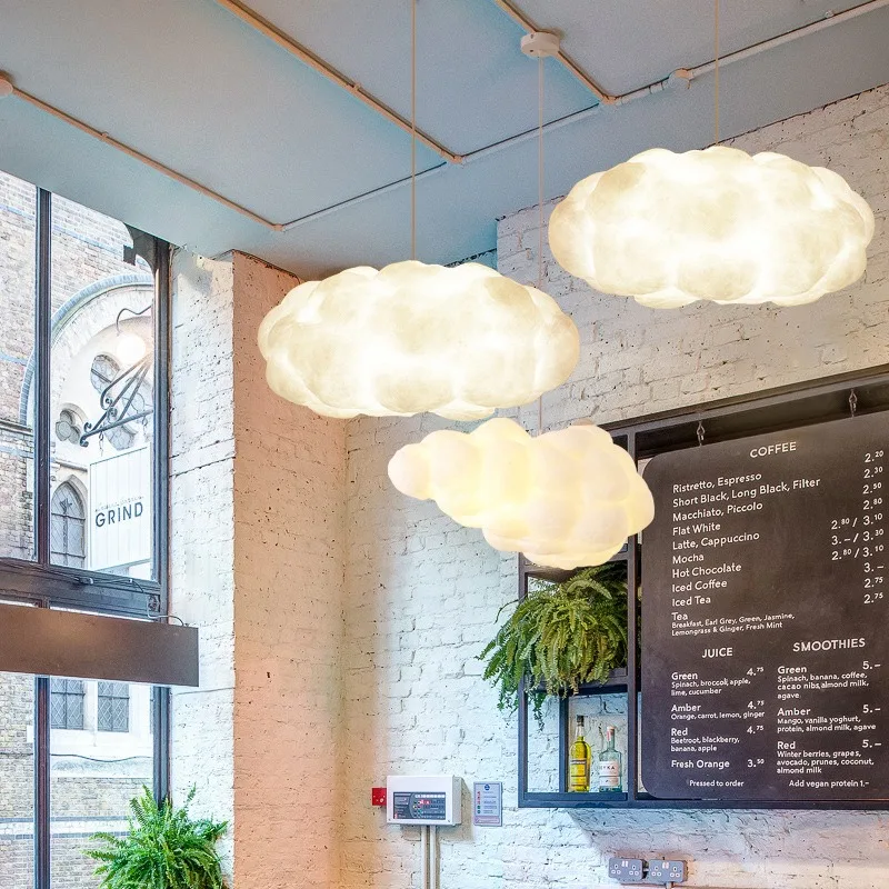 White Cloud Pendant Light Living Dining Room Kid Room Silk Cotton Led Chandelier Home Decor Hanging Lamp Indoor Lighting Fixture