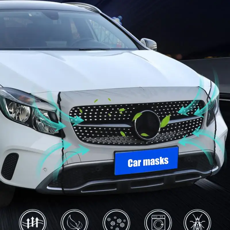 Front Grill Net for Car Folding Front Hood Bumper Guard Net Dustproof Net Car Front Mesh Prevent Engine Hood Damage Stones Leave