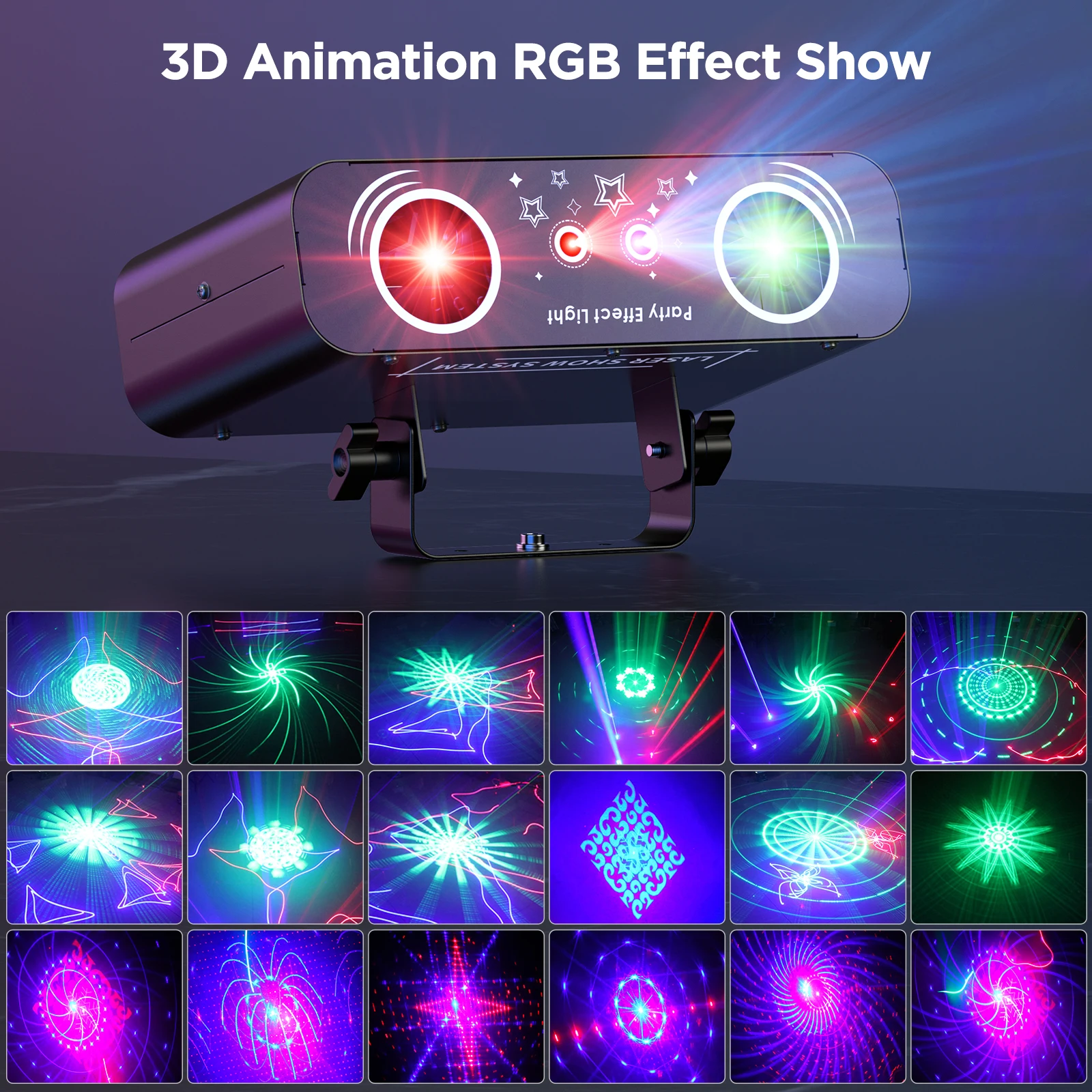 U'King 50W Animation Effect DJ Light RGB Full Color Animation Light Beam Patterns Stage Light Effect for Party DJ Disco Bar Club