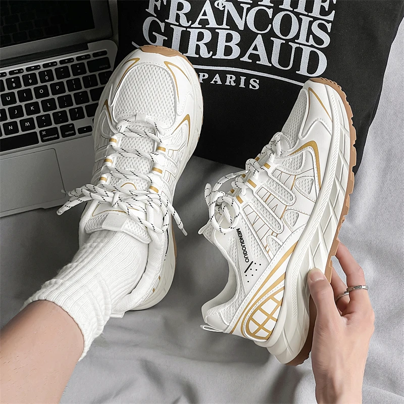 Men's Shoes 39-44 Thick-soled Breathable Sneakers Fashion Mesh Casual Shoes Delivery Fast Casual Men's Cloth Shoes