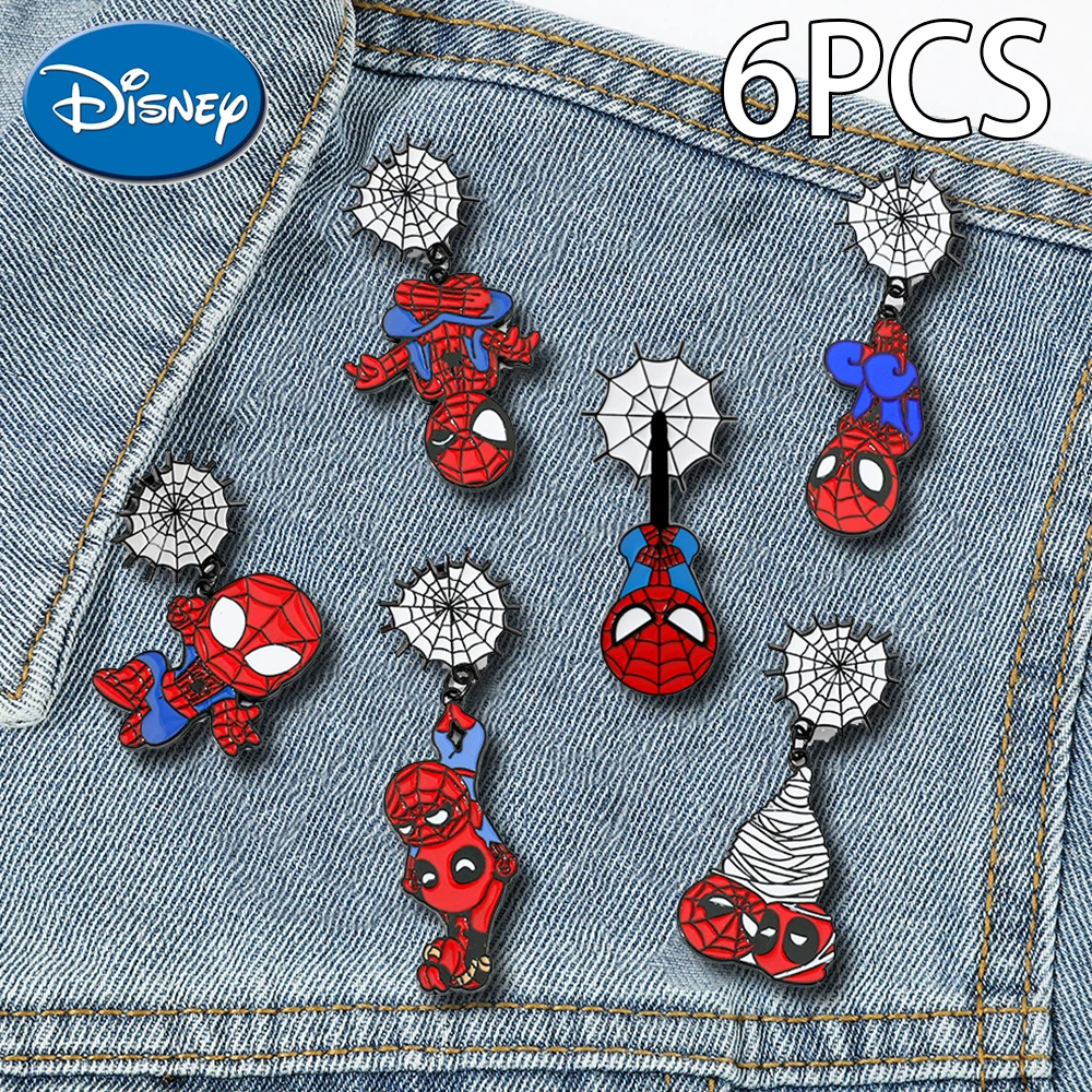 

1 Set Spiderman Enamel Pins Cartoon Hanging Upside Down Spider-man Brooches Denim Jacket Pin Ladies Brooch Boys Gift for Friends