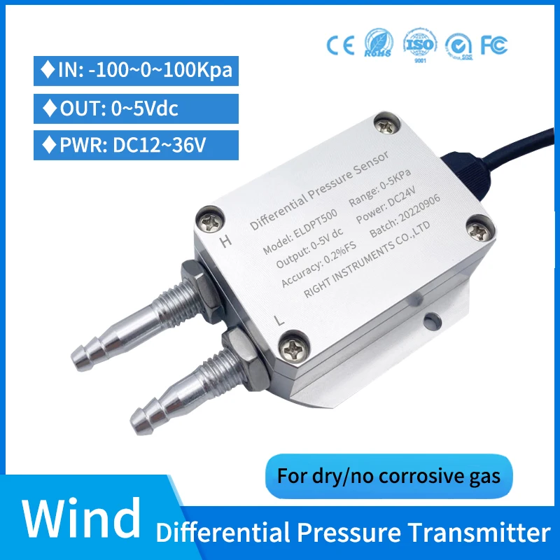 Micro 0-5v Differential Pressure Sensor for Air Compressor Pneumatic Piezoresistive Oxygen Differential Pressure Transmitter