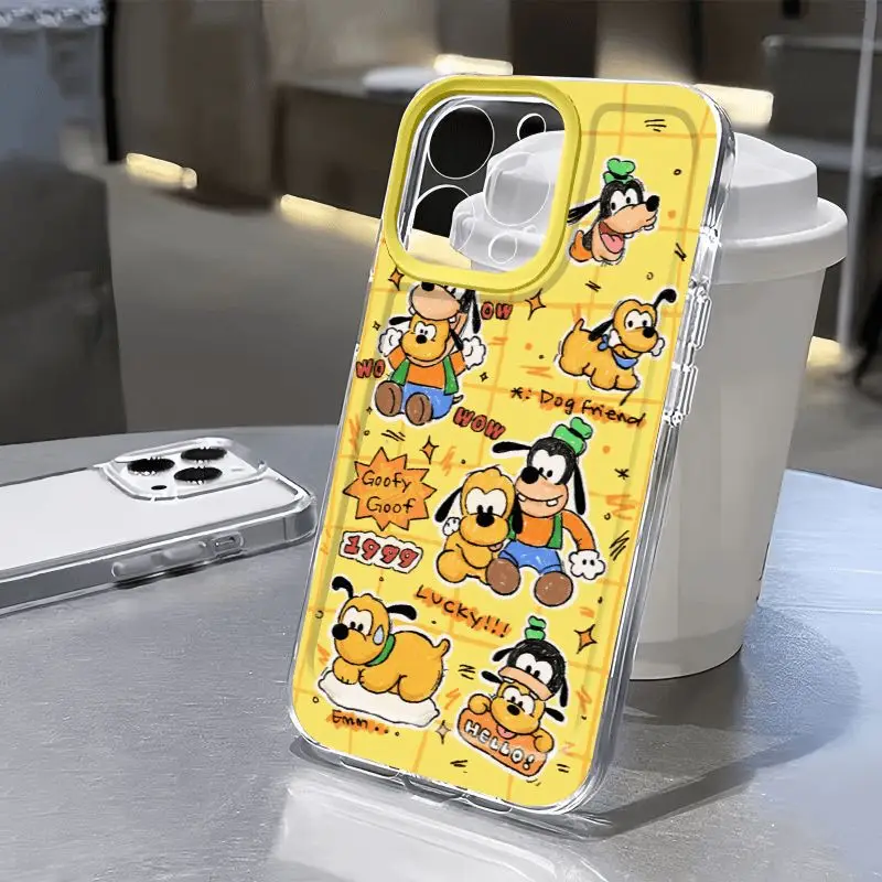 Cute Goofy Pluto Disney Clear Space Phone Case For Vivo Y16 Y17 Y19 Y21 Y28 Y36 Y52S Y55S Y73S Y75 Y78 Y100 4G 5G Cover