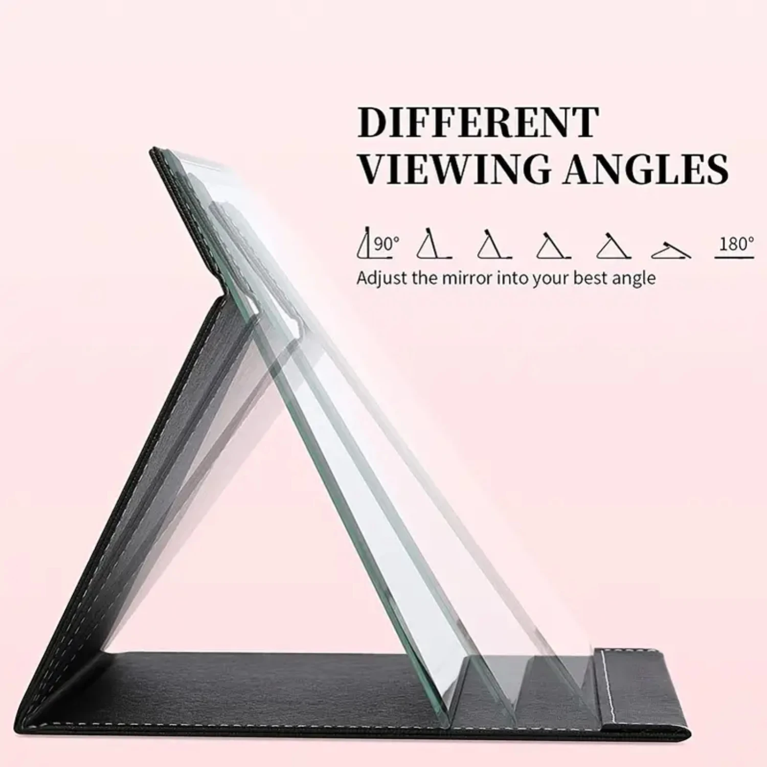 Grote draagbare opvouwbare make-upspiegel met standaard voor op reis, verstelbare helderheid touchscreen LED-licht, compacte schoonheid