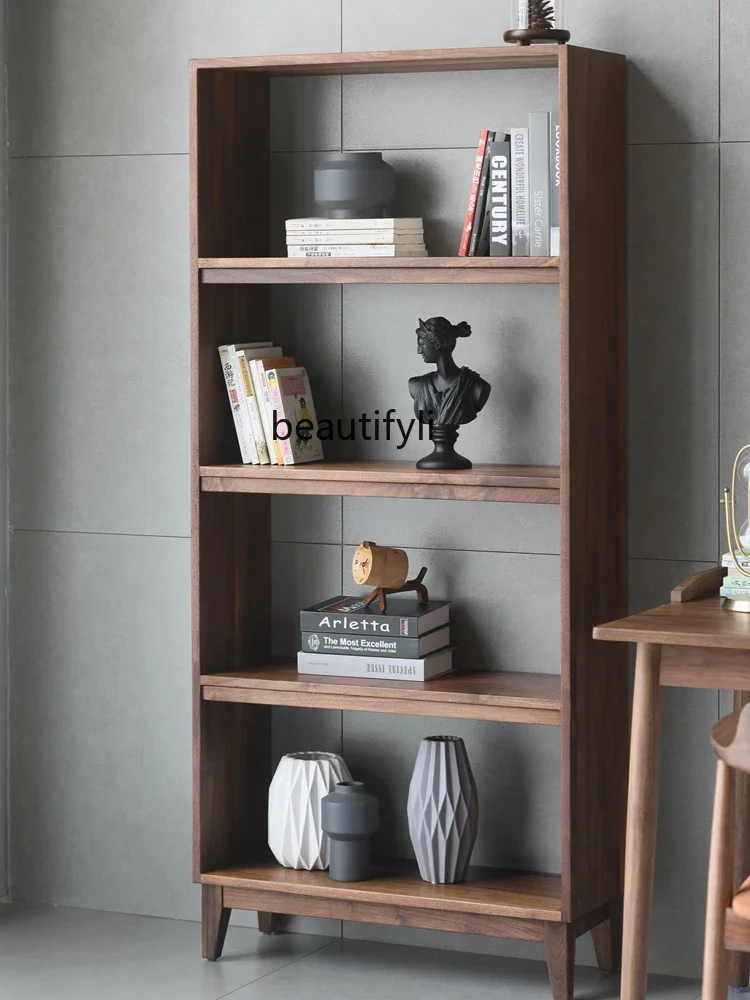 North American FAS black walnut Nordic all solid wood shelves study furniture simple lattice floor-to-ceiling bookcase