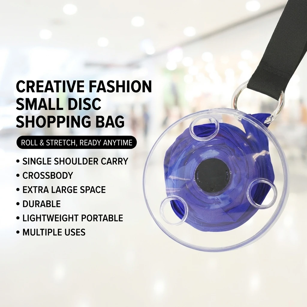 Multifunctional Eco Reusable Super Small Portable Folding Telescopic Disc Supermarket Shopping Storage Bag