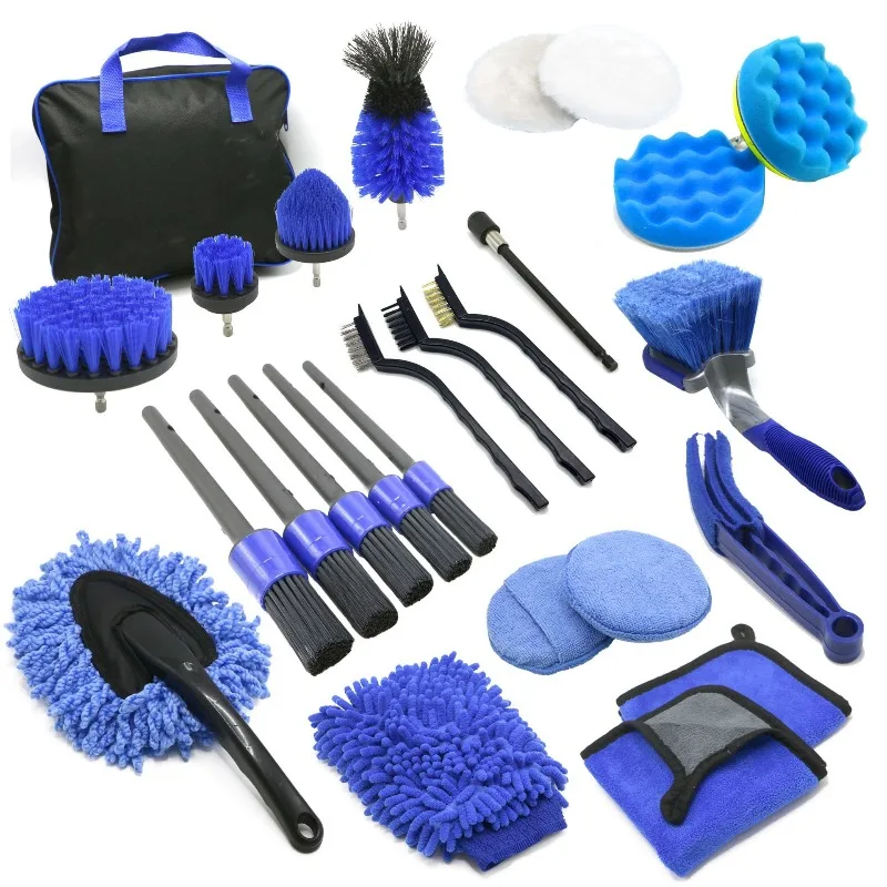 Cross-border Hot-selling Car Beauty Car Wash Details Disc 27-piece Set Electric Drill Brush Car Wash Gloves Out of Trend