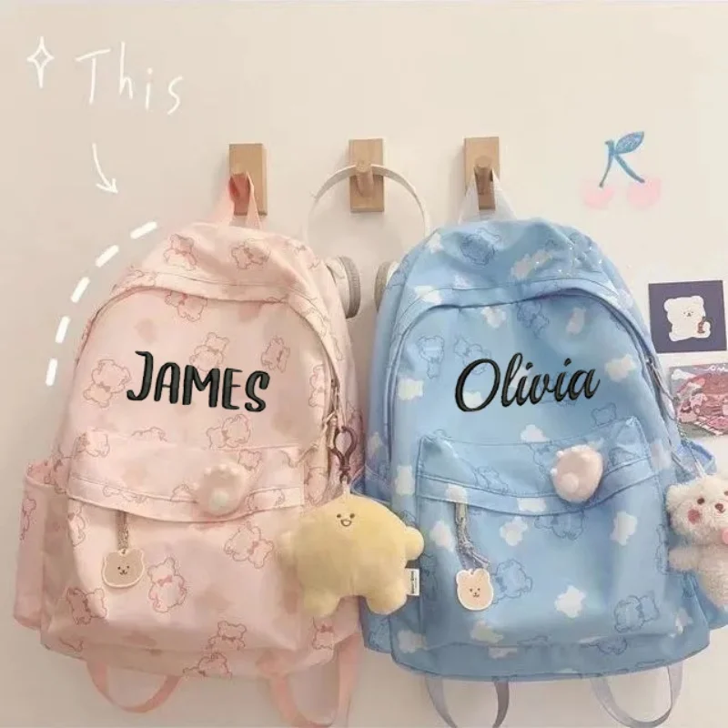 

Personalized Teddy Bear Cartoon Printed Backpack Harajuku Ulzzang Japanese Versatile Soft Girl Backpack For Girls