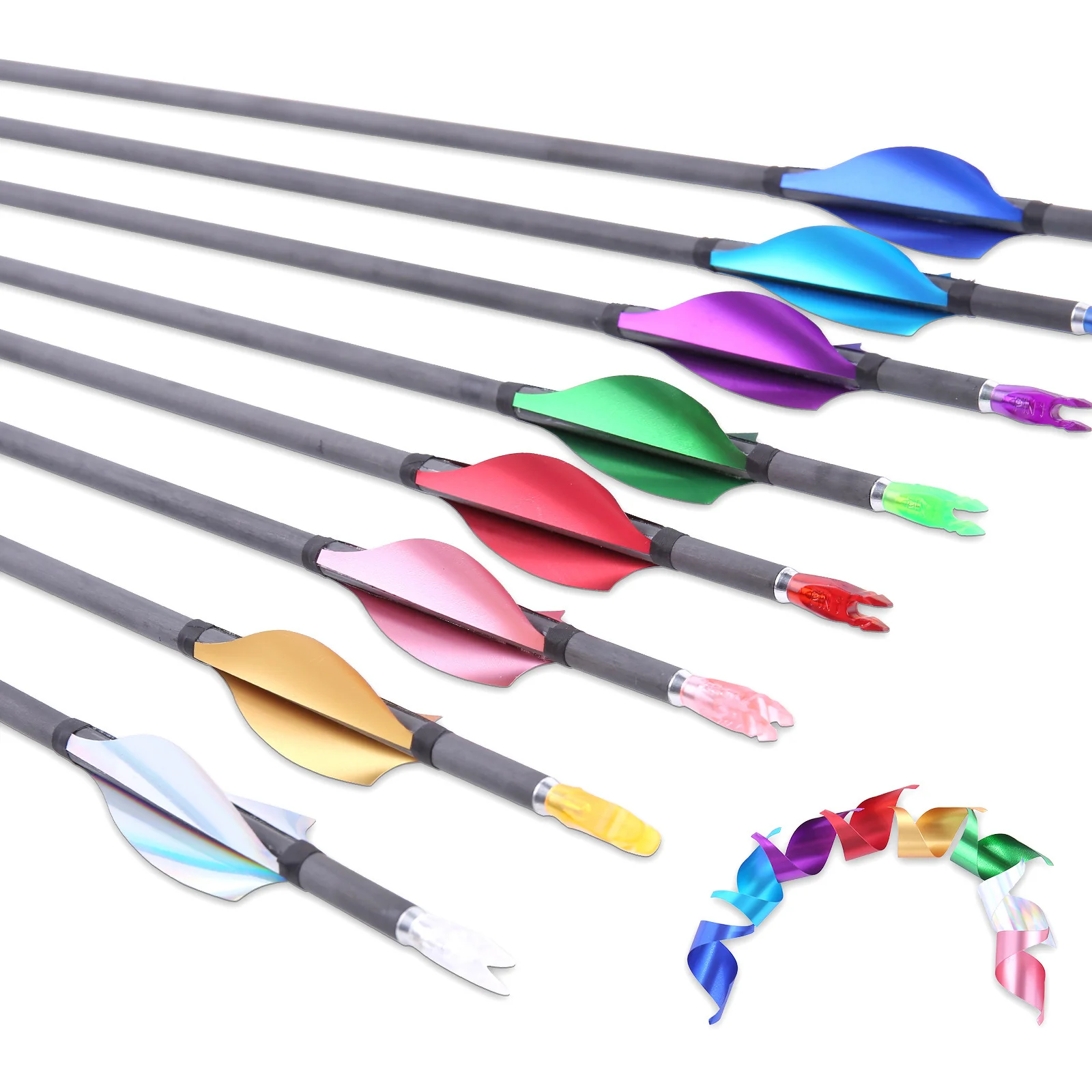 Archery Spin Vanes with Sticker Tape, DIY Arrow, Spiral Feather, Left and Right Wing, 2in, 50 PCs/Set