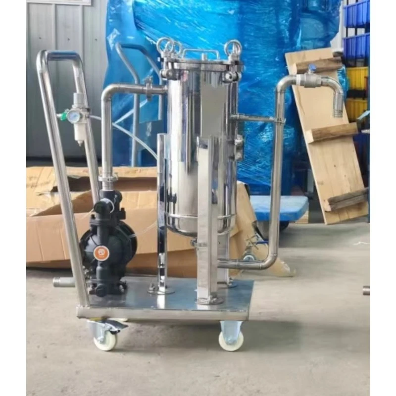 0.1μm High Precision Mobile Stainless Steel 304/316 Bag Filter for Industrial Liquid Filtration
