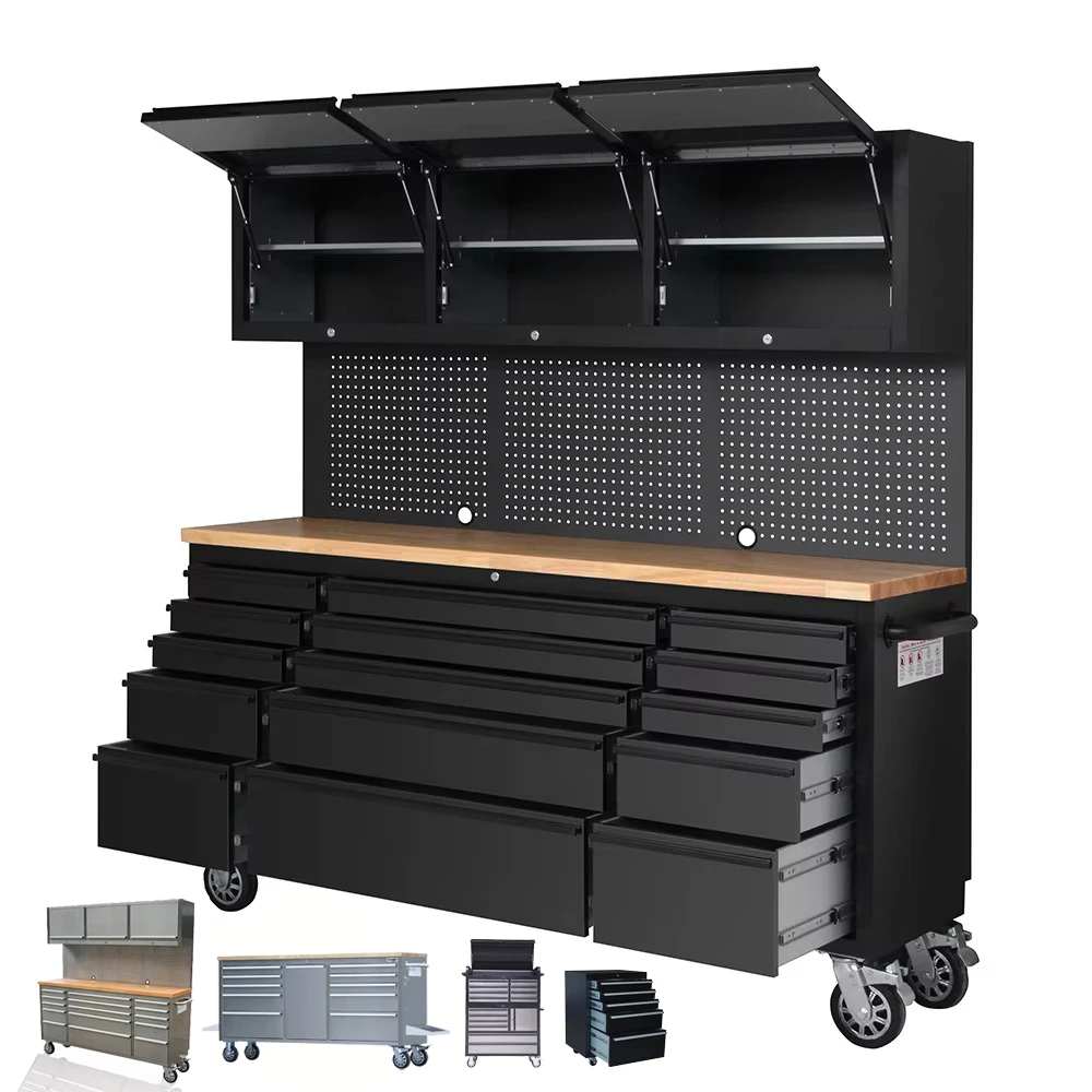 

72 Inch Garage 430 Stainless Steel Tool Cabinet Combination Tool Workbench Chest with Storage Drawer for Heavy Duty Workshop