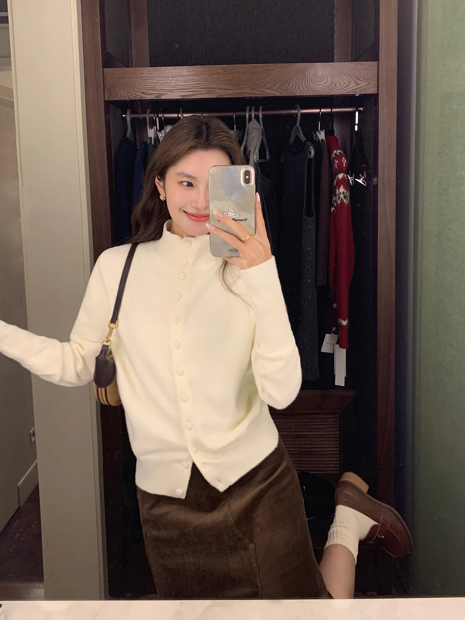 

Mulvan Basel Sun High Collar Knitted Sweater Coat Women's Lazy Sle Loose Soft Mink Imitation Long Sve Cardigan