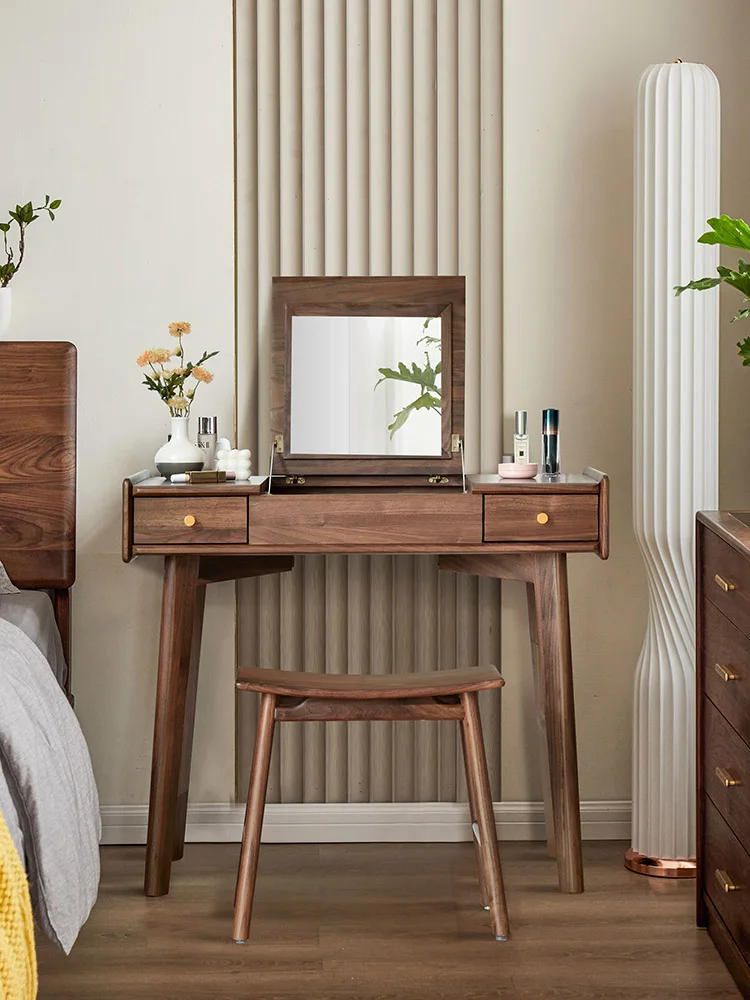 

North American black walnut all solid wood dresser, Italian minimalist desk, modern bedroom dressing table