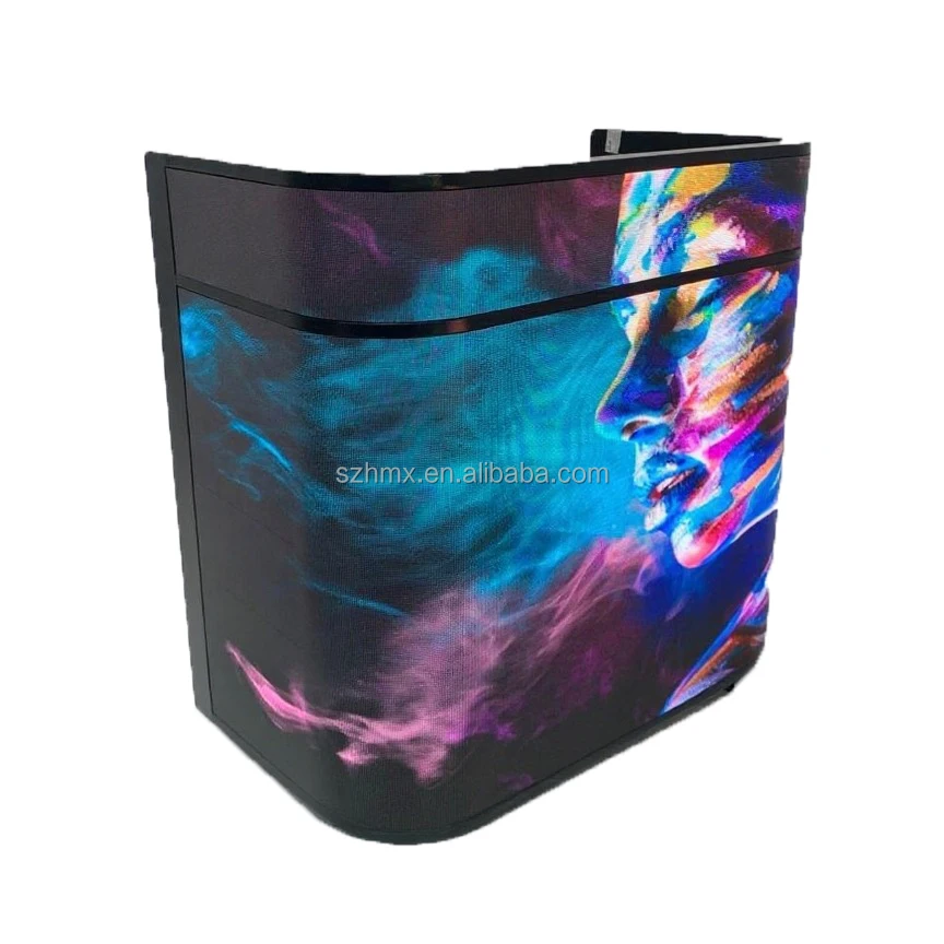 Custom Mobile Club Video Wall TV Curved Facade Portable Table Exhibition LED DJ Booth Screen Display P1.86 800 Brightness
