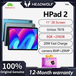 헤드울프 HPad2 안드로이드 패드, 11 인치 2K 스크린 태블릿, 8GB RAM, 256GB ROM, 4G Lte 듀얼 SIM 태블릿 PC, 8MP + 20MP 듀얼 카메라, 7680mAh