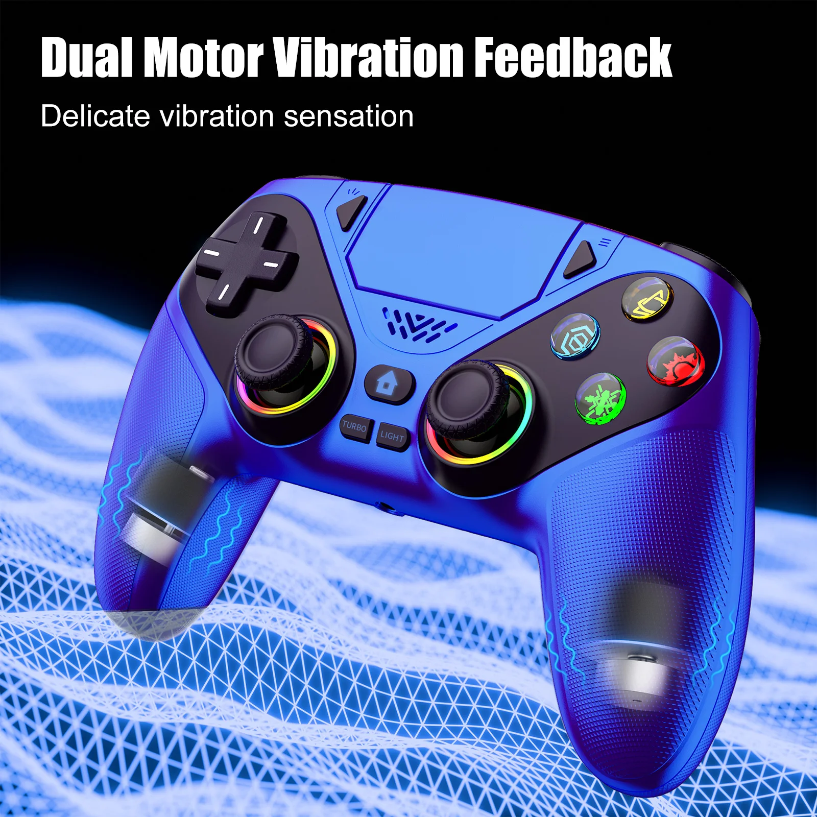 Controller für PS5/PlayStation 5 Pro/Slim/PC, kabellose Gamepads, RGB-Hall-Effekt, kein Drift, Spiel-Joystick mit Dual-Vibration, Marco/Turbo-Funktion – Detail 18
