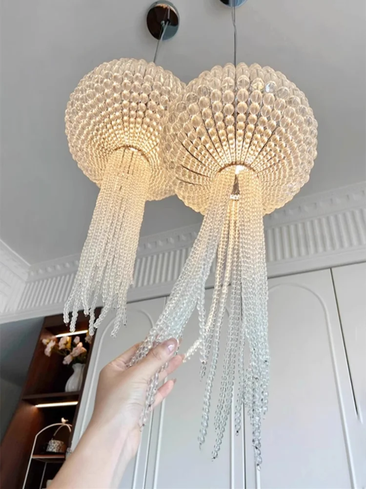 

French crystal jellyfish pendant light Japanese restaurant light creative and personalized dining table counter pendant light