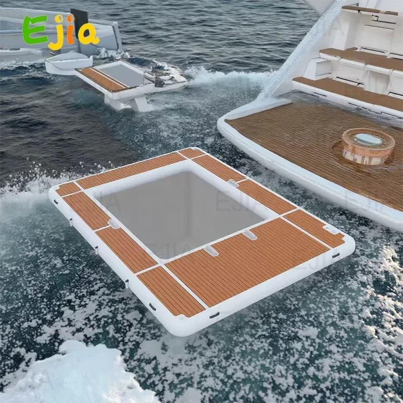 

Stock Inflatable Swim Dock Platform 13x10FT - Floating Dock With EVA Non-Slip Surface Platform Dock for Pool, Beach, Ocean Use
