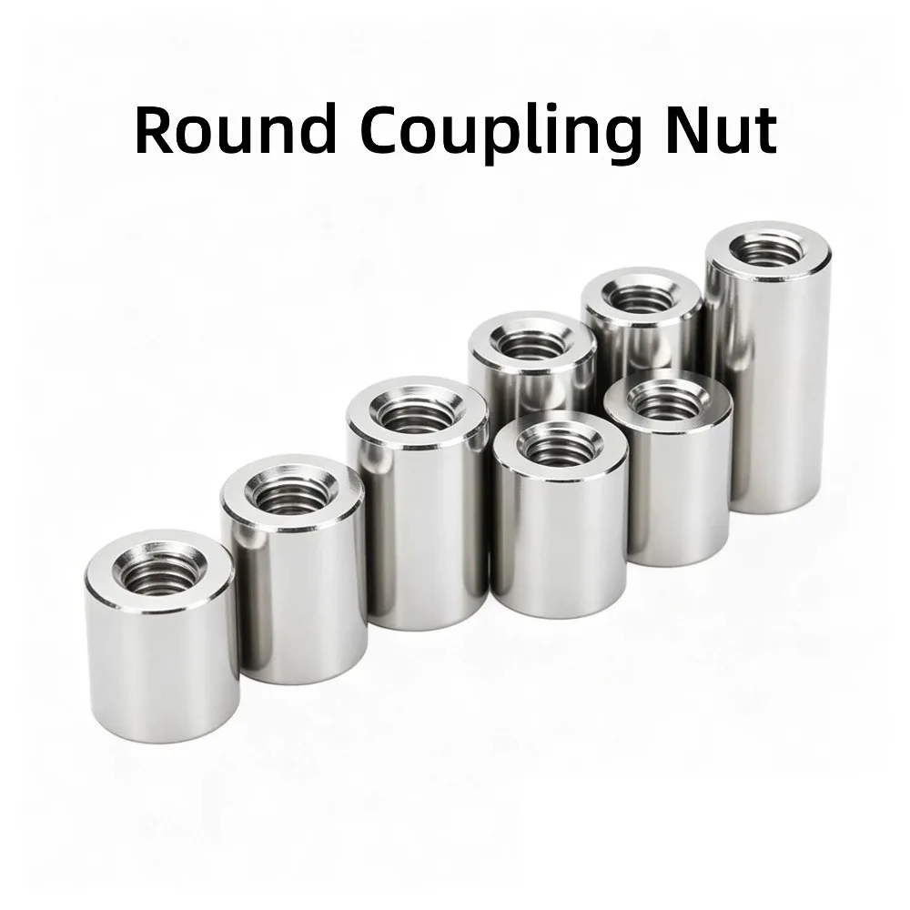 304 Stainless Steel M5 Round Coupling Nuts, Cylindrical Extension Connector Sleeves, L 6-30mm Tubular Joint Nuts for Fastening
