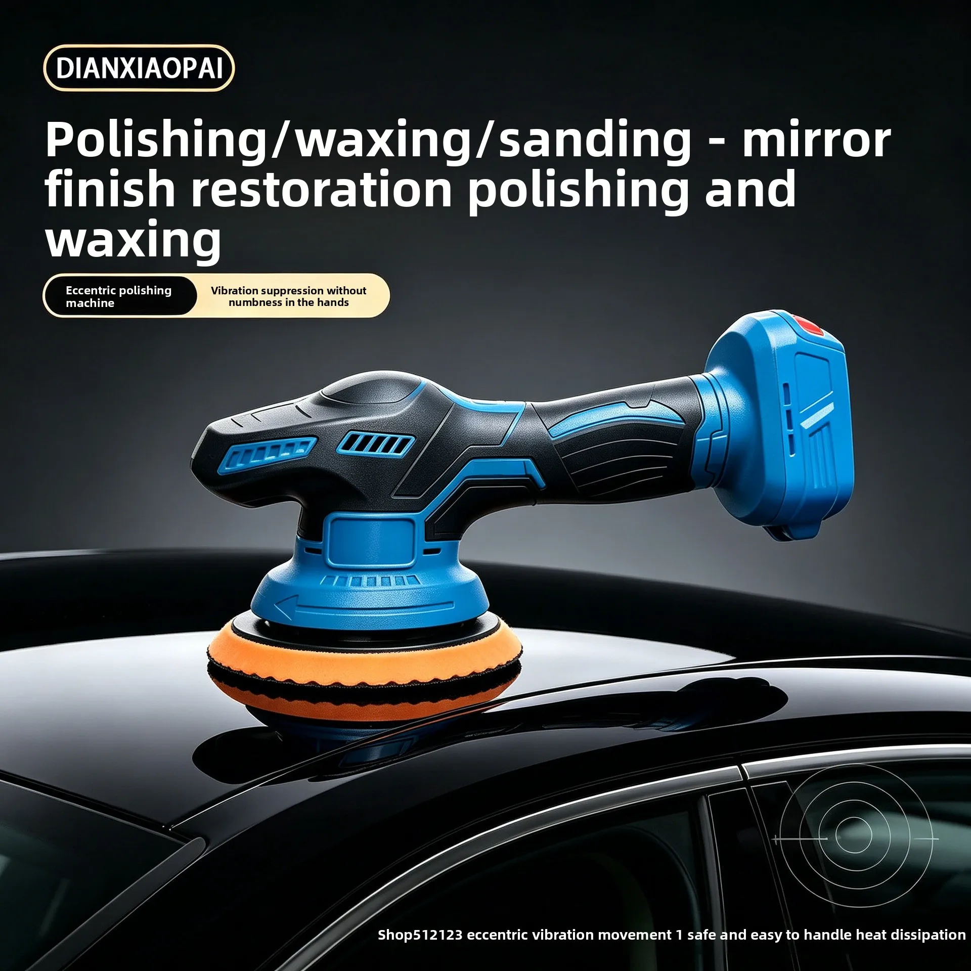6 Inch Cordless Polisher 21V with 8 Speed Control, 150mm Backing Pad for Car Waxing Polishing and Scratch Removal Detailing