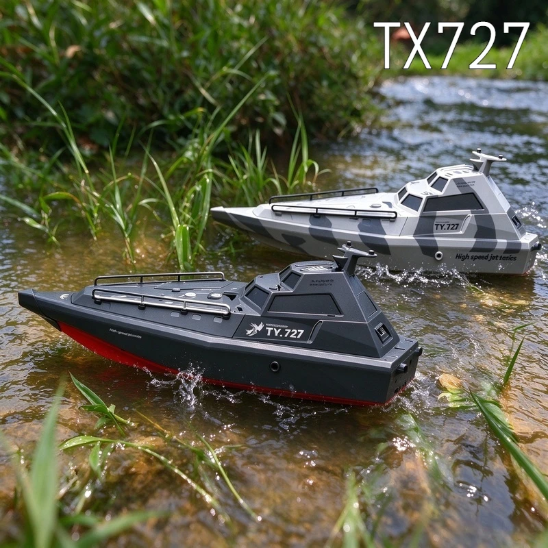 2.4G RC Boat TURBOJET PUMP 30KM/H High Speed Remote Control Jet Boat Low Battery Alarm Speedboat Model Children Toy TY727