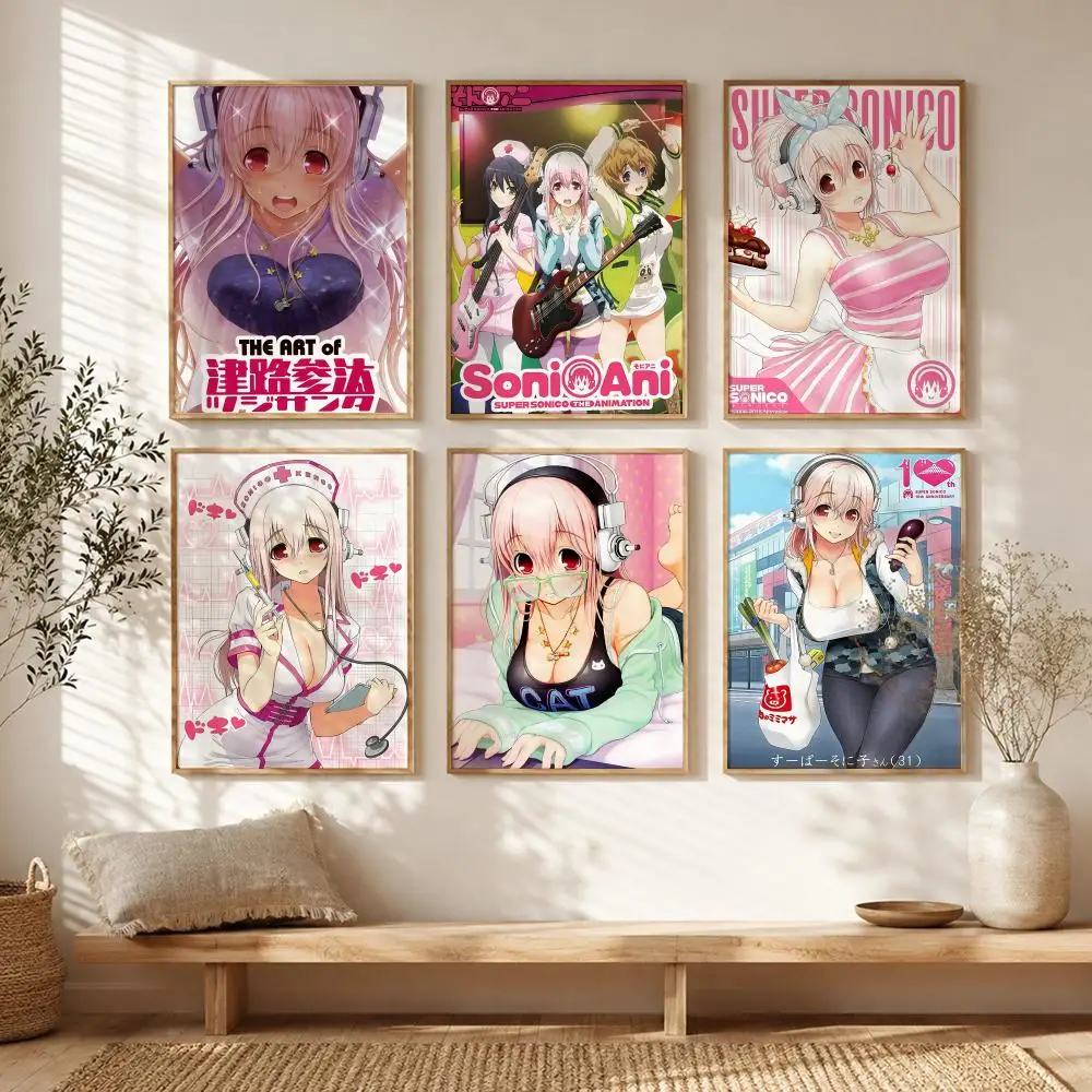 Pinup Character S-SUPER SONICO Poster All-match HD Waterproof Self-Adhesive Wall Art Sticker For Home Bedroom