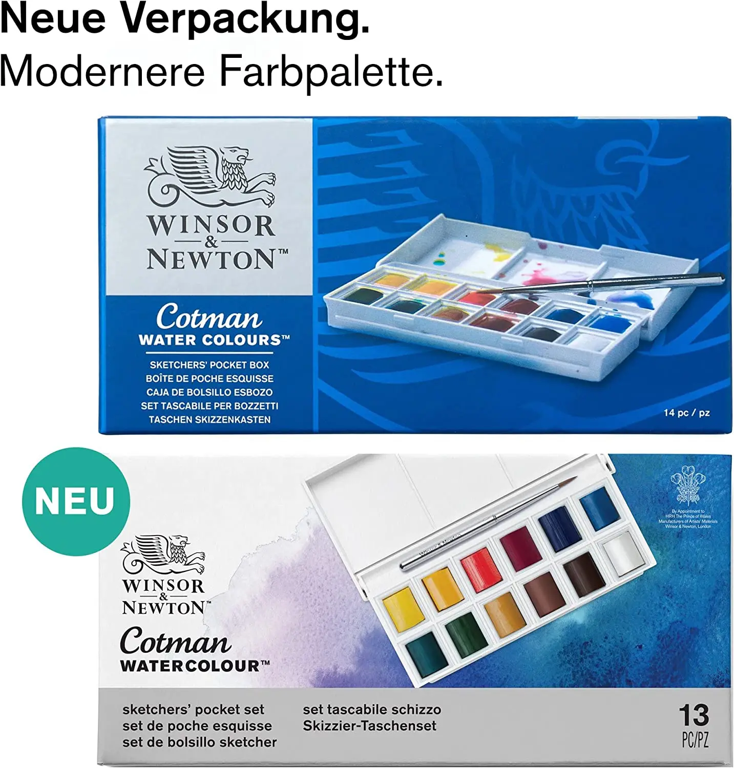 Winsor&Newton Cotman Portable Travel 12 Color Solid Watercolor Paint Sketchers\' Half Pans Palette Watercolor Brush Acuarela