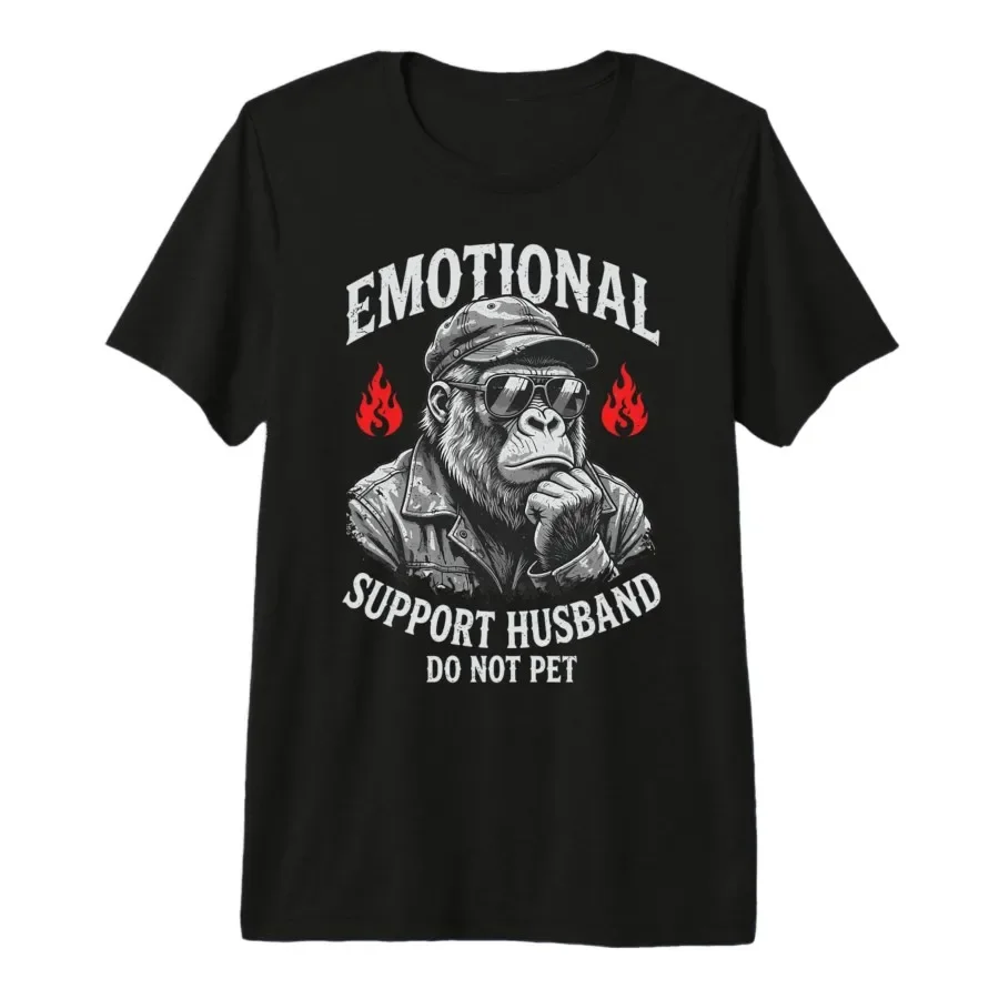 

Emotional Support Husband Do Not Pet Funny Gorilla Meme T-shirt For Men Women 100% Cotton T Shirts Short Sleeve Tops 0501-1