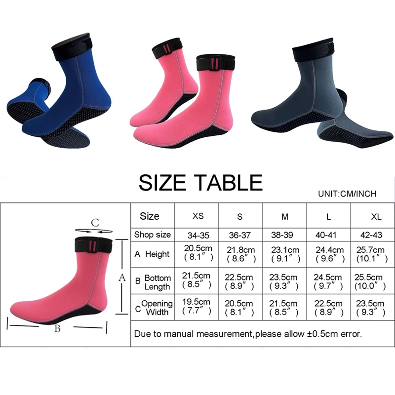 Diving Socks 3mm Neoprene Beach Water Socks Thermal Wetsuit Boots Anti Slip Diving Sock For Rafting Snorkeling Sailing Swimming