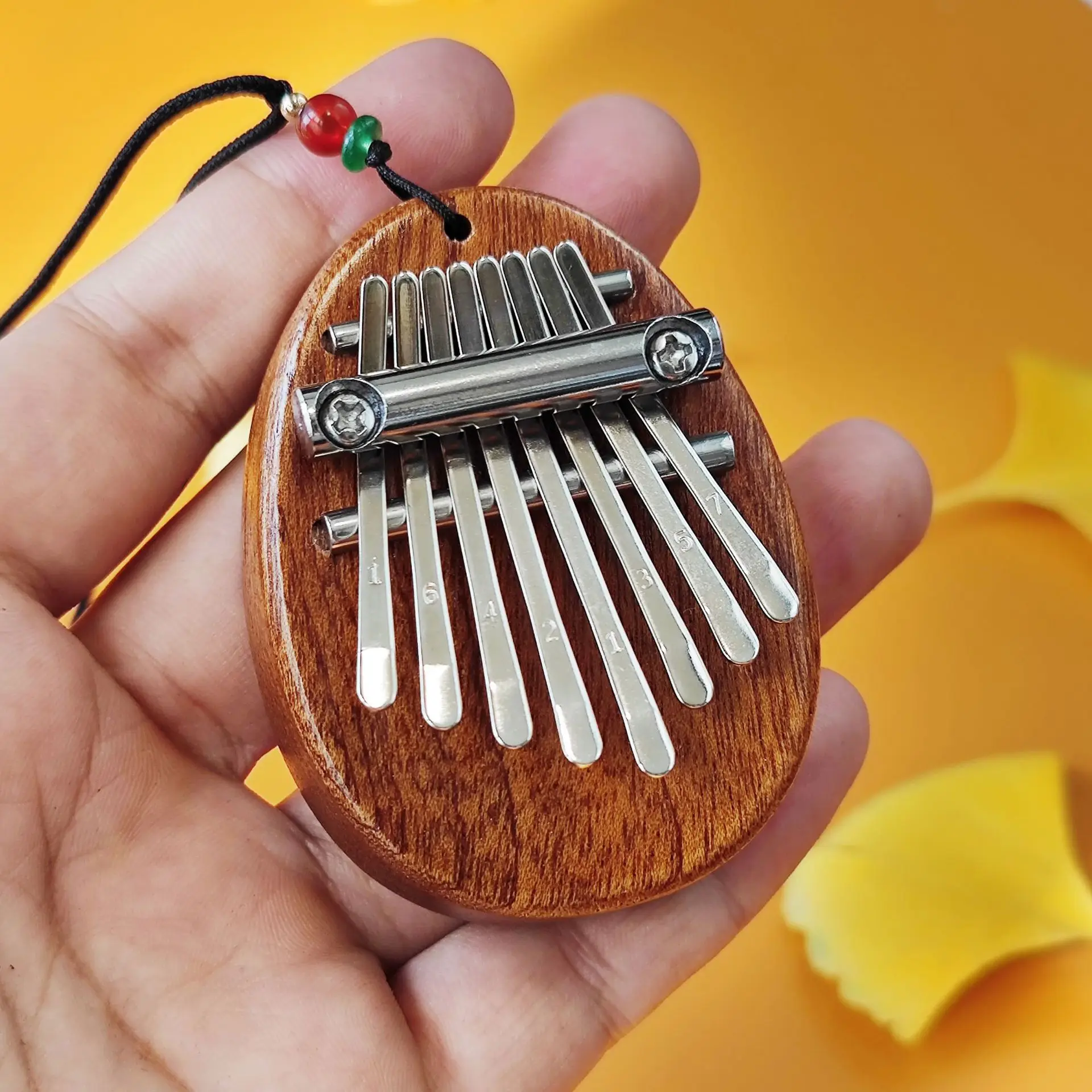 Wood & Kalimba Thumb Piano Portable 8-Key Mini Piano with 8 Tines Brown Finger Piano for Kids 14+ Musical Instrument Gifts