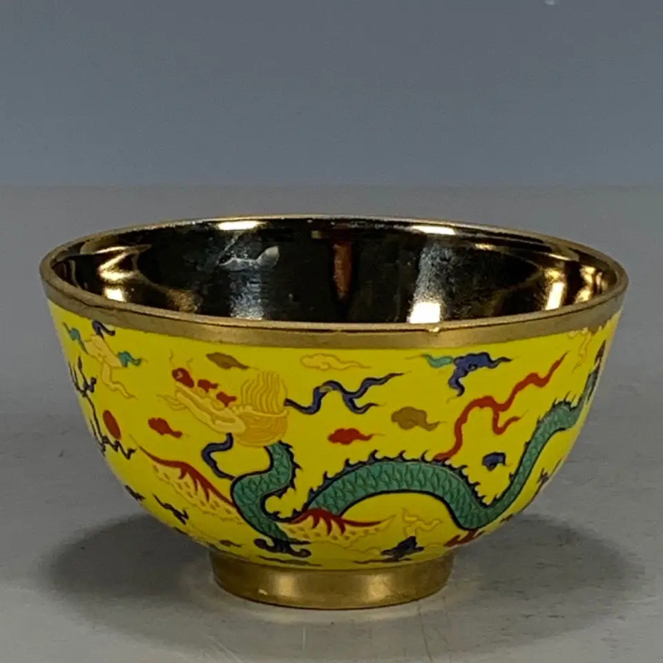 Antique Porcelain Ming Dynasty Coloured Gilded Cup Enamel Gilded Bowl Pheasant Peony Bowl Antique Collection