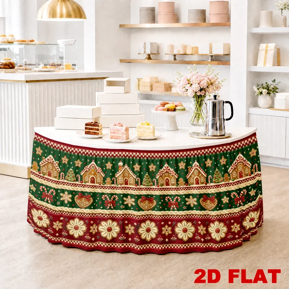 2D flat Christmas gingerbread house snowflake tablecloth, 1-piece set, back-to-school season, Halloween, Thanksgiving