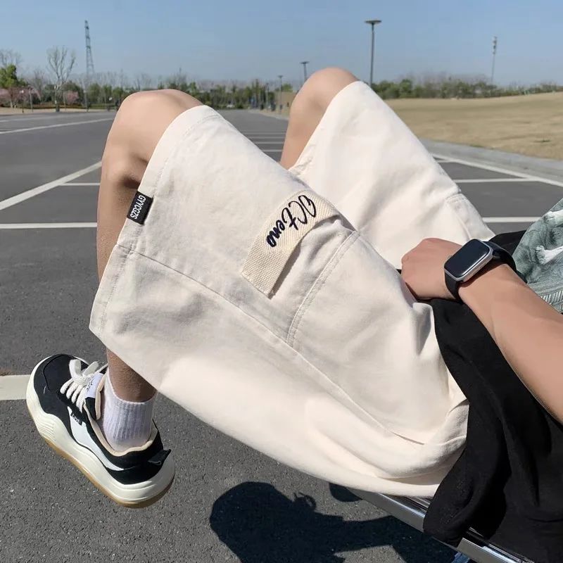 

Мужские летние тонкие прямые брюки-карго, повседневная рабочая одежда, модные прямые брюки-трубы, свободный крой, молодежный стиль