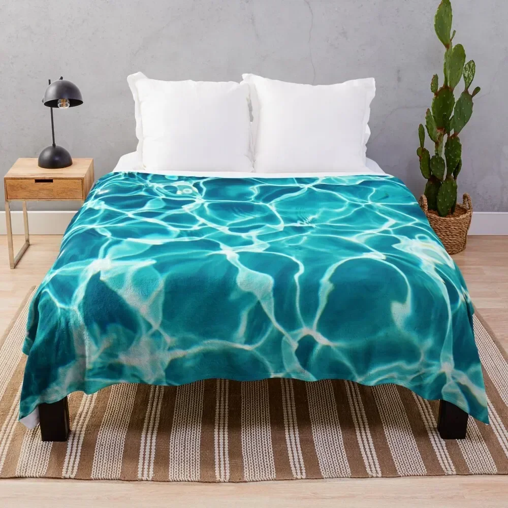 Turquoise Water -Aqua Blue -Ripples Throw Blanket Sofa Throw Beach Blankets For Bed Blankets