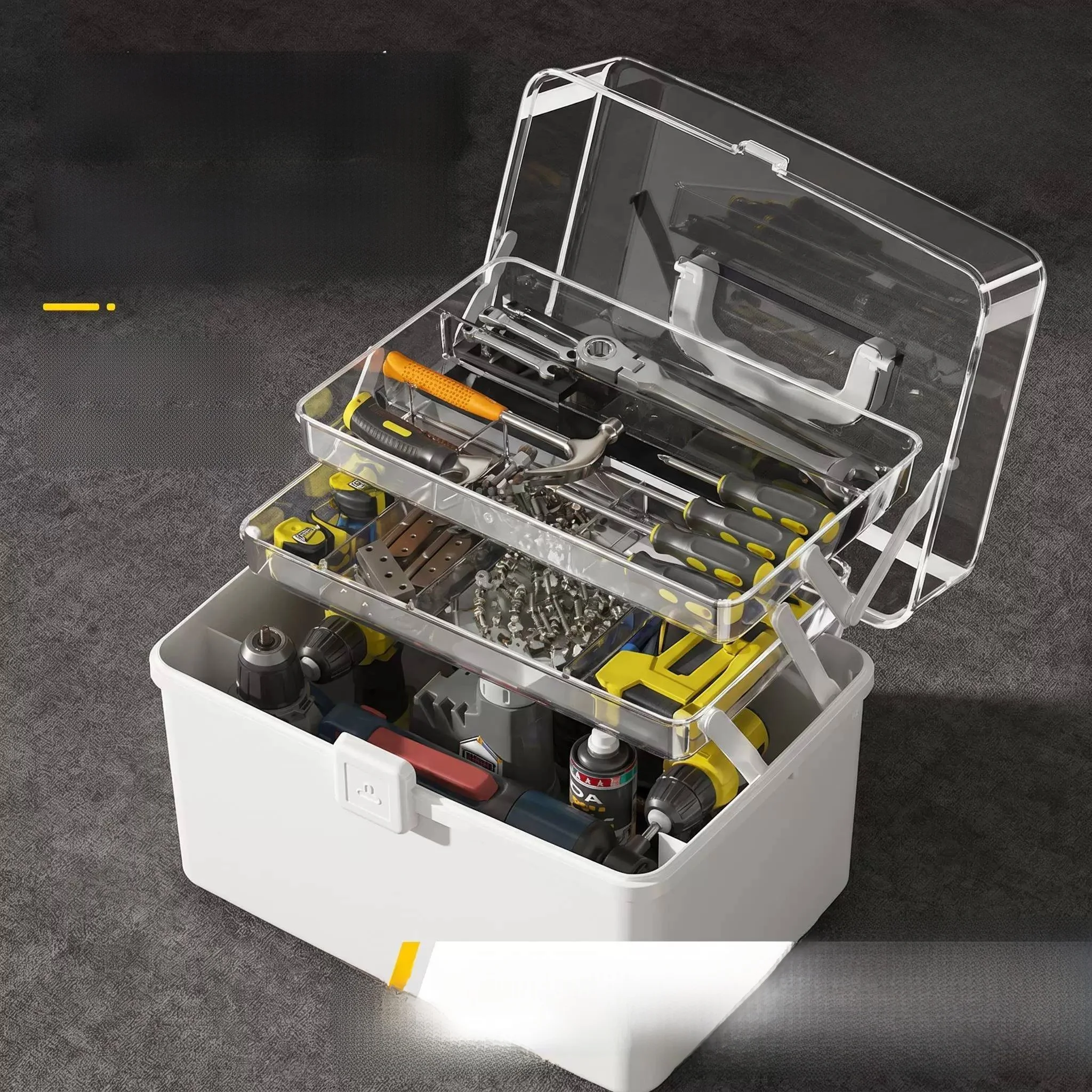Multi-Functional Handheld Tool Storage Box Household Small Parts Layerable Electrician Repair Large Capacity Stackable Hardware