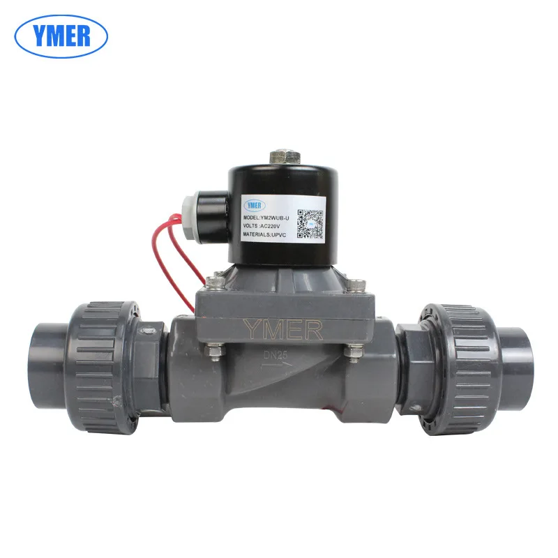 6-point Tap Water Dual Way UPVC Solenoid Valve 220V Plastic Union Normally Closed Solenoid Switch