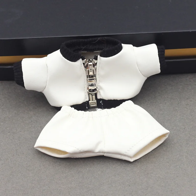 ملابس جلدية فاسق لـ 17 سنتيمتر 1/2/3 Gen Labubu غازي شقيقة السائق سترة مجموعة في 4 ألوان (أسود/أحمر/أبيض/بني) قماش قابل للتغيير #5